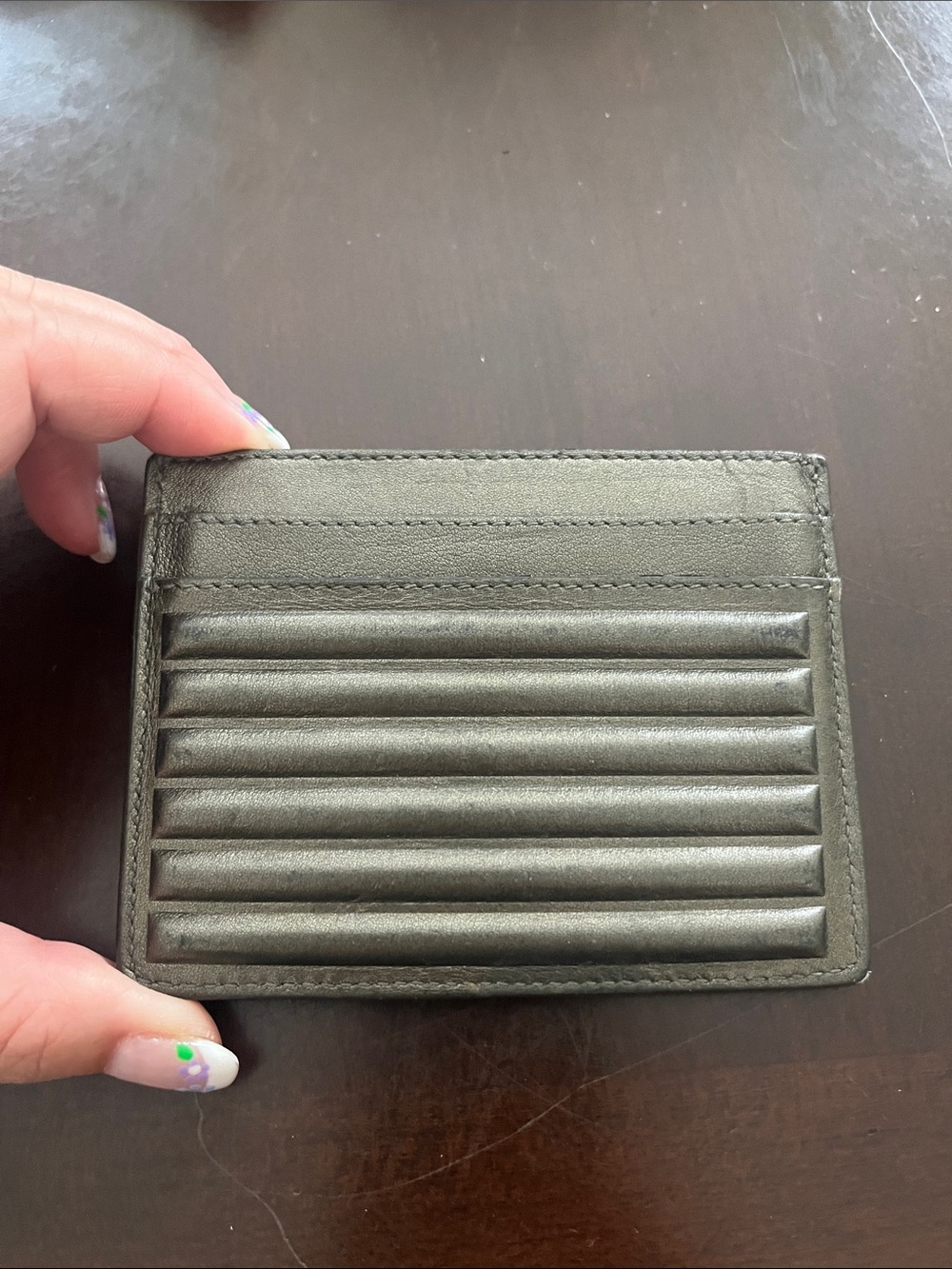 Saint Laurent Quilted Card Holder with YSL Logo in Olive - Picture 2 of 9